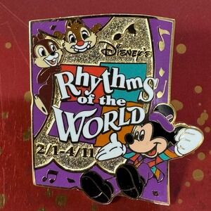 Chip, Dale & Mickey Mouse Rhythms of the World Japan Purple Disney Pin S01